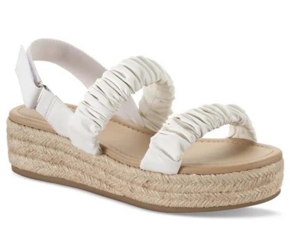 SUN STONE Women's White 1.5 Inch Platform Wedge Slingback Sandal Size 9 M New
